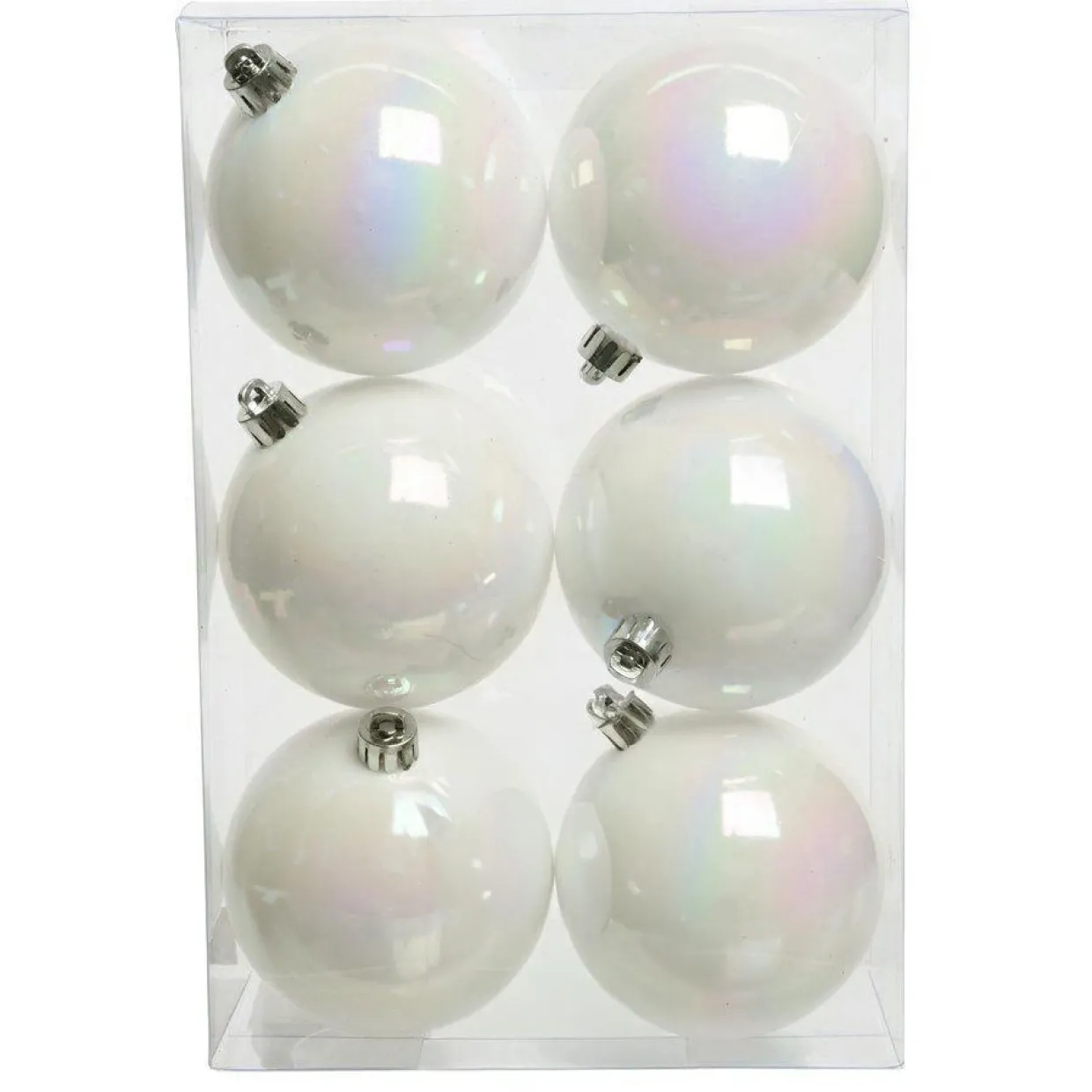 Lot de 6 boules de Noël (D80 mm) Aravis Blanc irisé