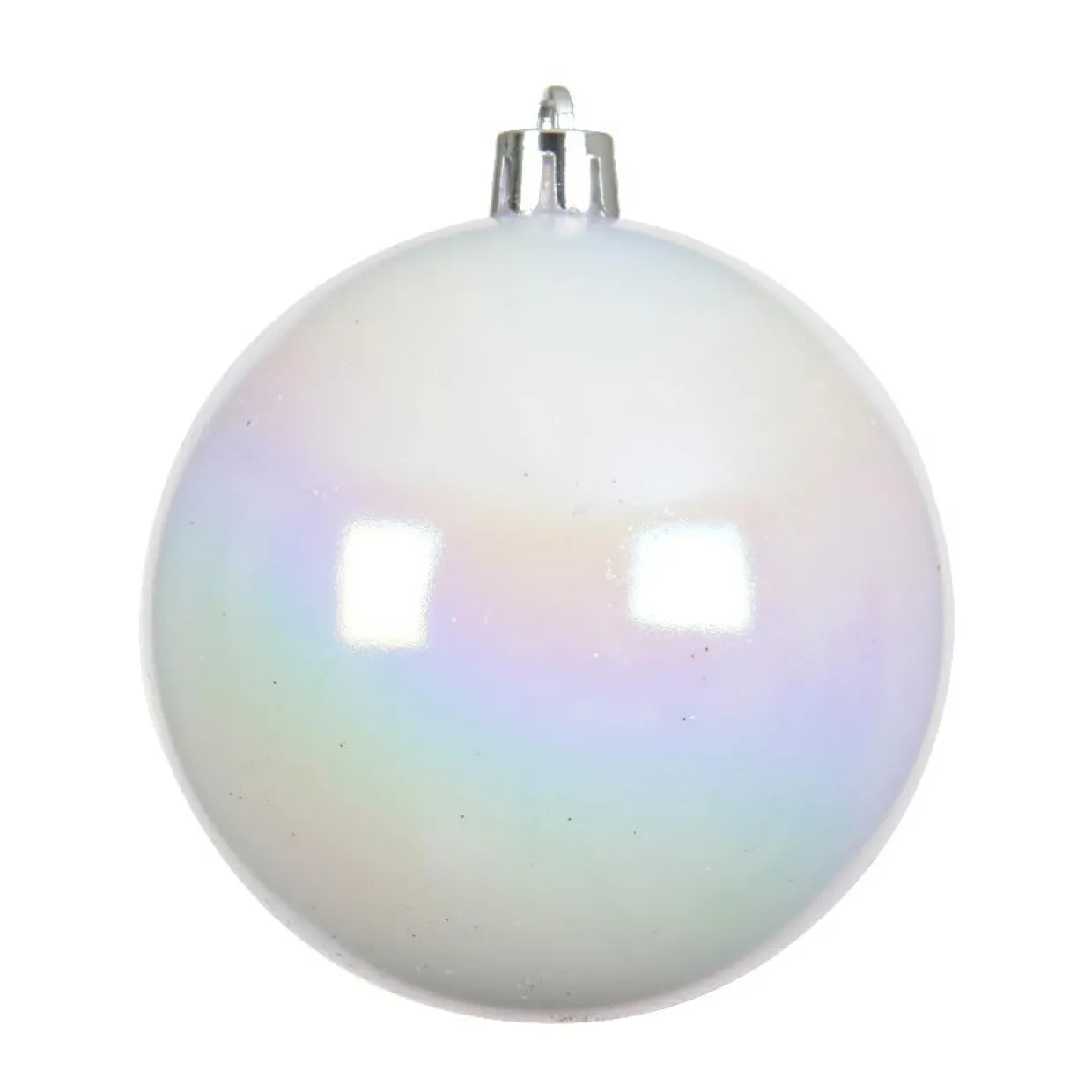 Lot de 6 boules de Noël (D80 mm) Aravis Blanc irisé