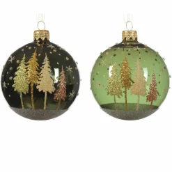 Lot de 6 boules de Noël (D80 mm) en verre Pia Vert sapin