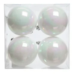 Lot de 4 boules de Noël (D100 mm) Aravis Blanc irisé