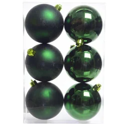 Lot de 6 boules de Noël (D80 mm) Aravis Vert sapin