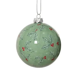 Lot de 7 boules de Noël (D80 mm) Houx vert et rouge