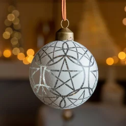 Lot de 3 boules de Noël (D80 mm) en verre Vril Blanc