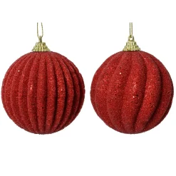 Lot de 12 boules de Noël (D80 mm) Reflet d’or Rouge