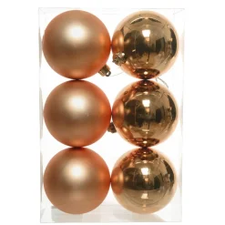 Lot de 6 boules de Noël (D80 mm) Aravis Cognac
