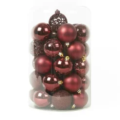 Lot de 35 boules de Noël (D60 mm) Aravis mix Bordeaux