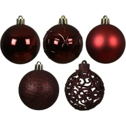 Lot de 35 boules de Noël (D60 mm) Aravis mix Bordeaux