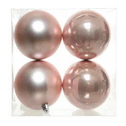 Lot de 4 boules de Noël (D100 mm) Aravis Rose poudré