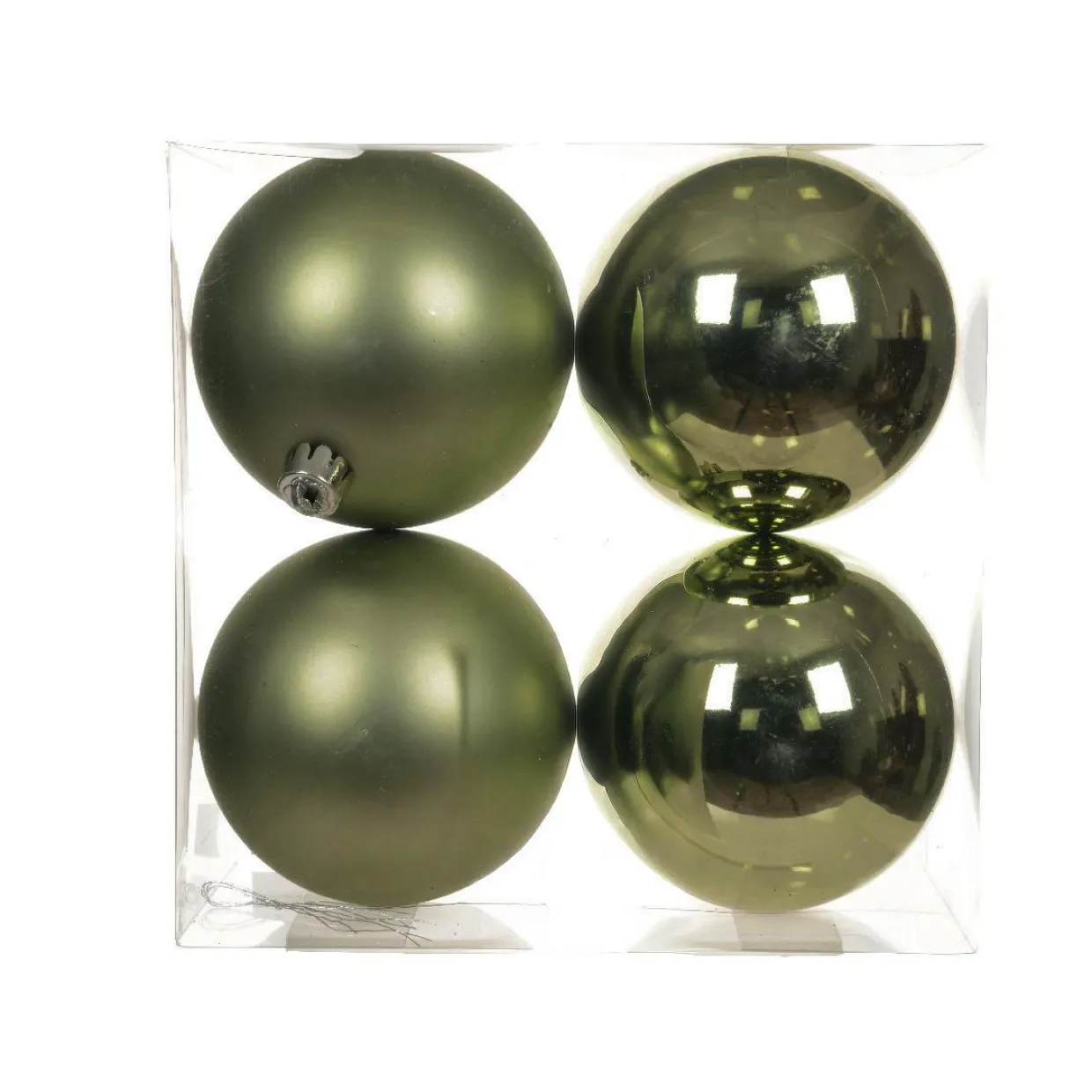 Lot de 4 boules de Noël (D100 mm) Aravis Vert romarin