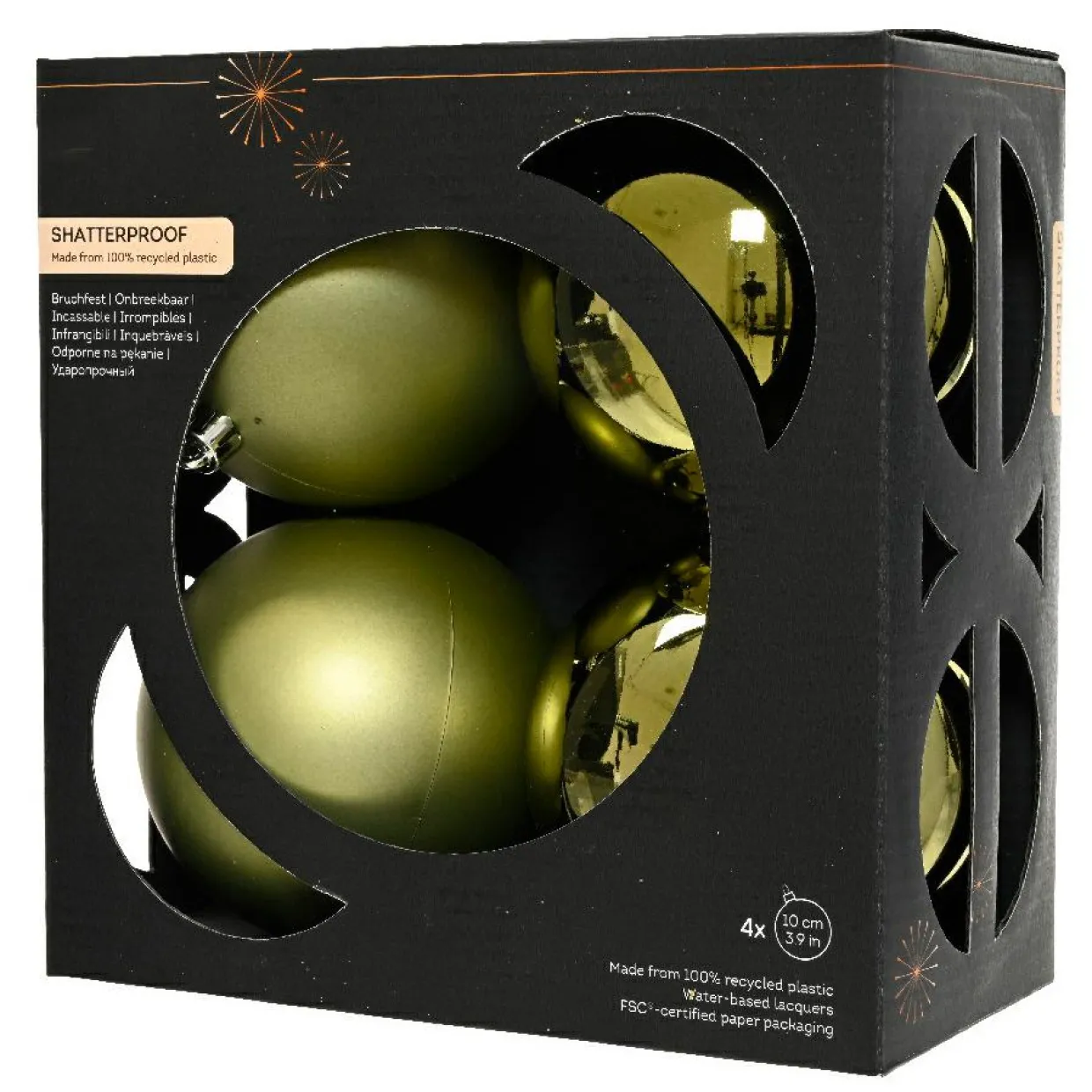 Lot de 4 boules de Noël (D100 mm) Aravis Vert romarin