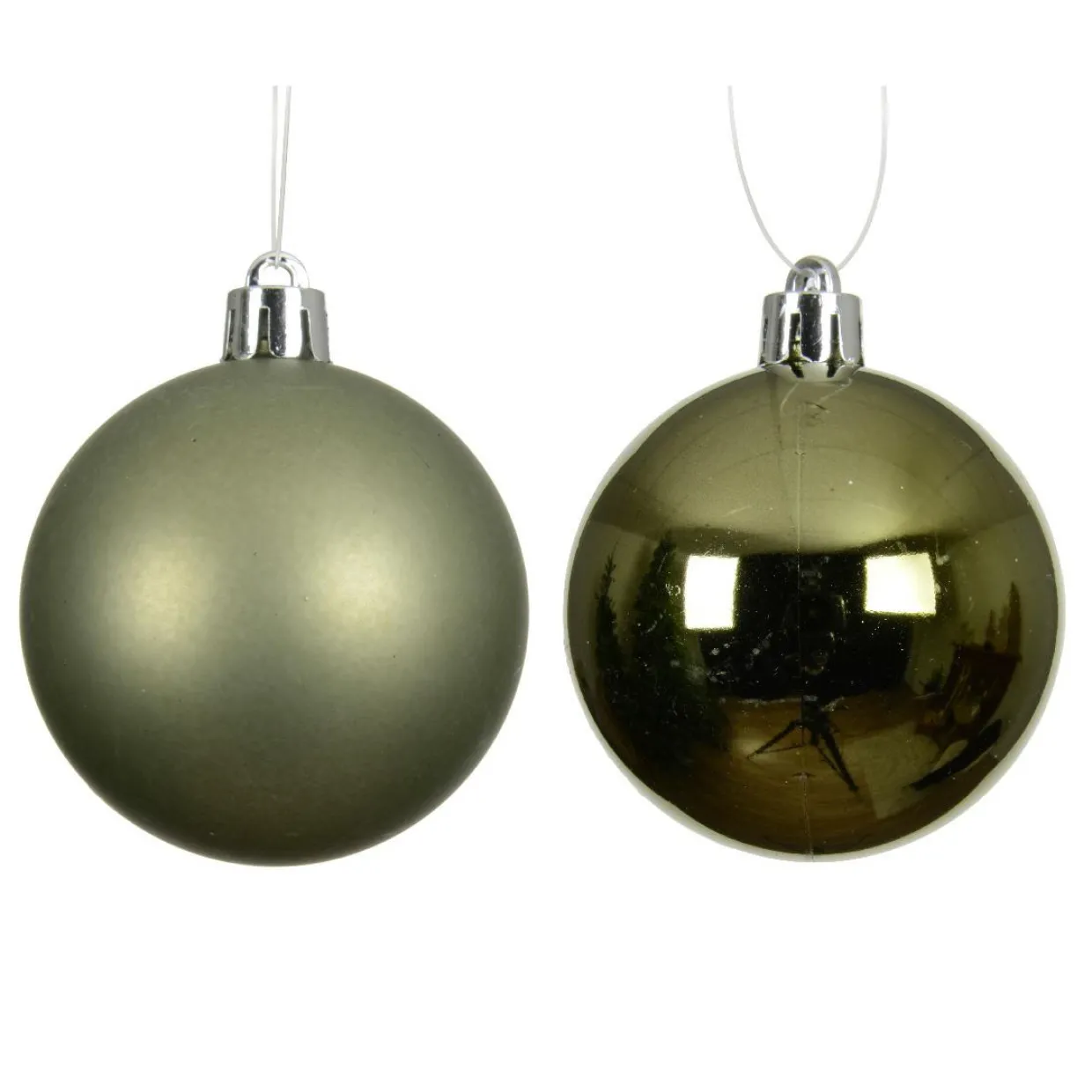 Lot de 4 boules de Noël (D100 mm) Aravis Vert romarin