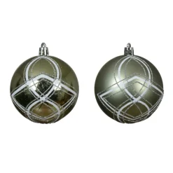 Lot de 12 boules de Noël (D80 mm) Swiss Vert romarin