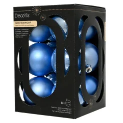 Lot de 12 boules de Noël (D60 mm) Aravis Bleu ciel