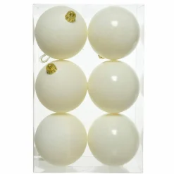 Lot de 6 boules de Noël (D80 mm) Alpine Blanc laine