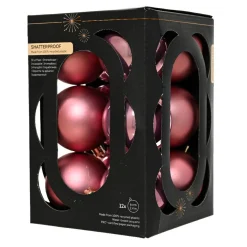 Lot de 12 boules de Noël (D60 mm) Aravis Vieux rose