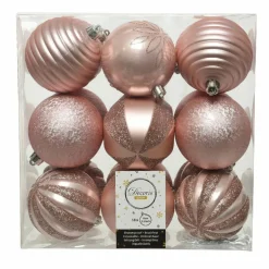 Lot de 18 boules de Noël (D80 mm) Anaelle Rose poudré
