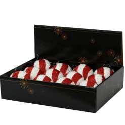 Lot de 12 boules de Noël (D80 mm) Spiralis Rouge