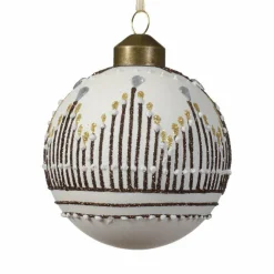 Lot de 3 boules de Noël (D80 mm) en verre Sil Blanc