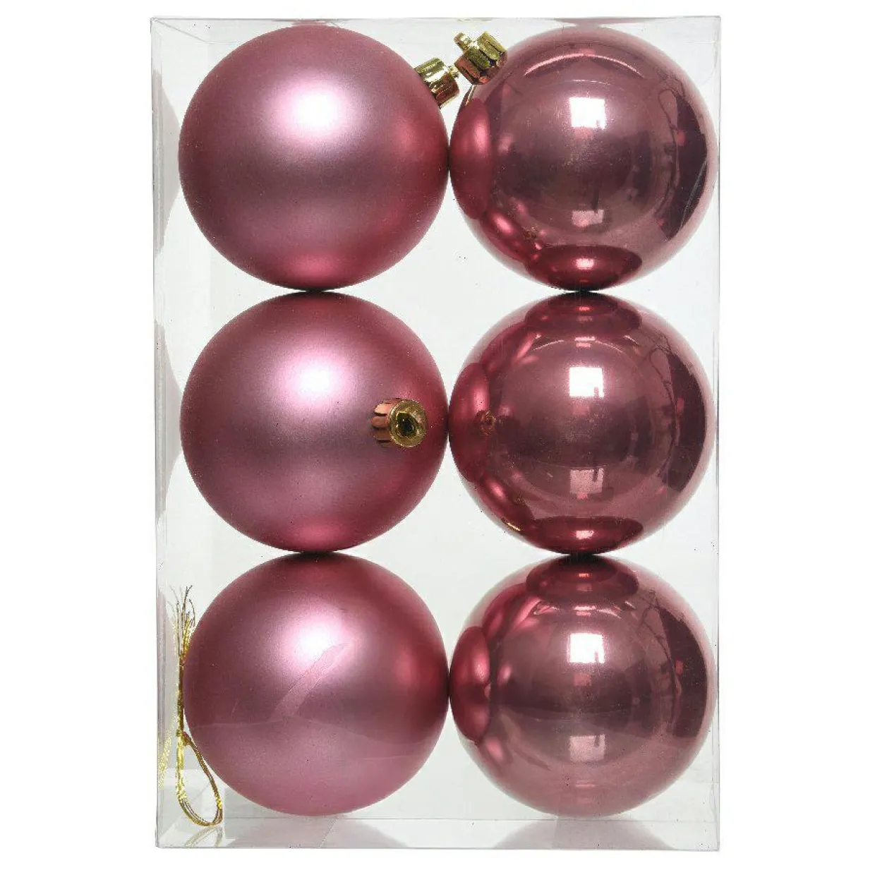 Lot de 6 boules de Noël (D80 mm) Aravis Vieux rose
