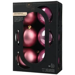 Lot de 6 boules de Noël (D80 mm) Aravis Vieux rose