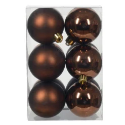 Lot de 12 boules de Noël (D60 mm) Aravis Brun café