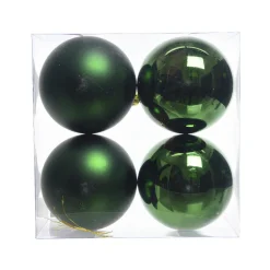 Lot de 4 boules de Noël (D100 mm) Aravis Vert sapin