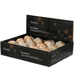 Lot de 12 Boules de Noël (D80 mm) Sequins argentés Rose