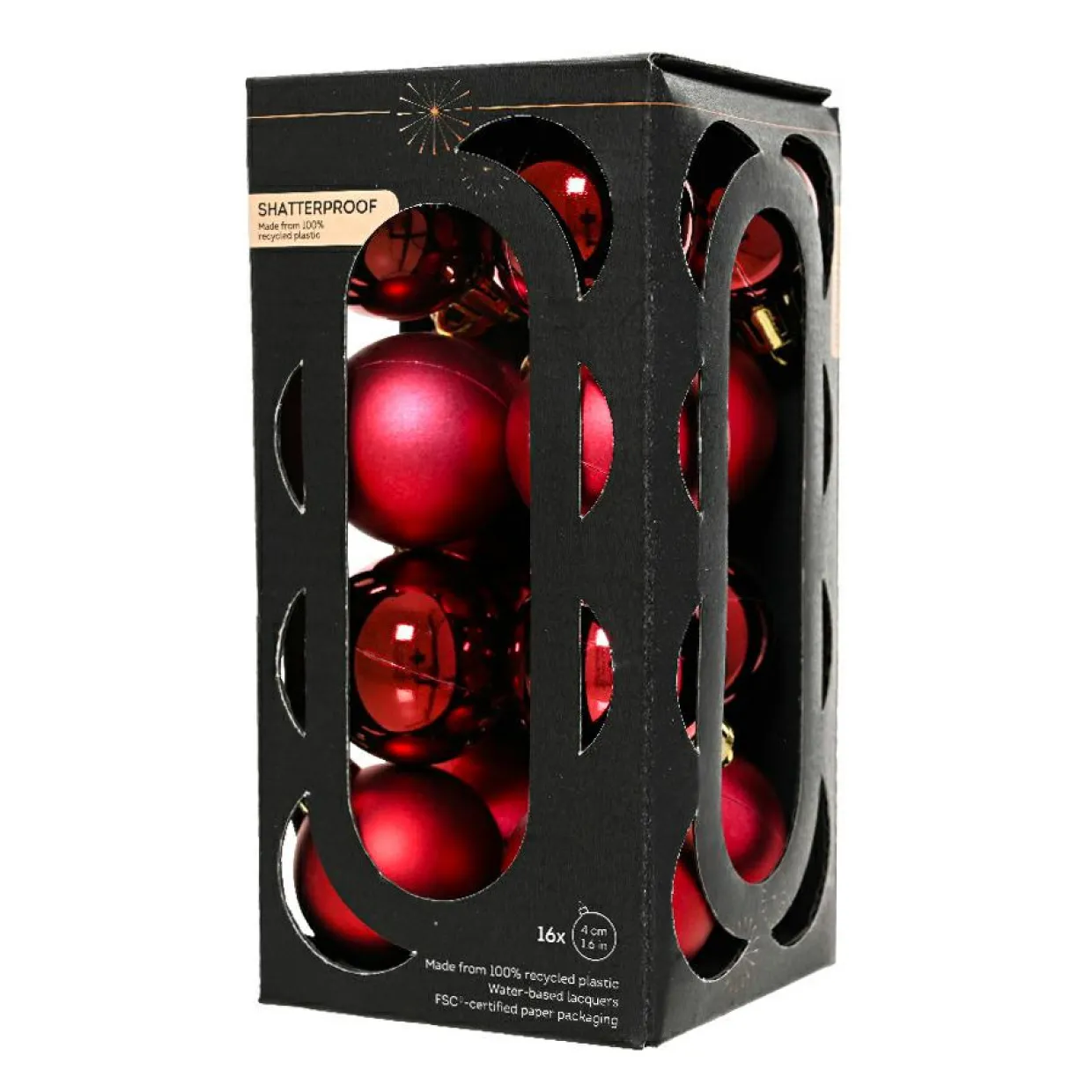 Lot de 16 boules de Noël (D40 mm) Aravis Bordeaux