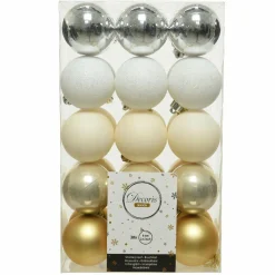 Lot de 30 boules de Noël (D60 mm) Alpine multi Blanc