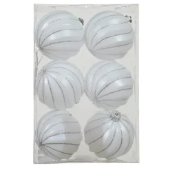 Lot de 6 boules de Noël (D80 mm) Glam chic Blanc