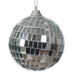 Lot de 24 boules de Noël (D60 mm) Disco facette Argent