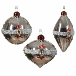 Lot de 3 boules de Noël (D80 mm) en verre Ornéla Argent