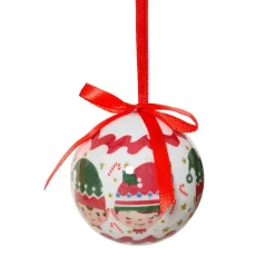 Lot de 7 boules de Noël (D60 mm) Petits Lutins de Noël Blanc et rouge
