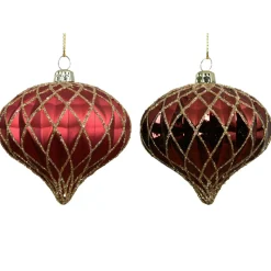 Lot de 12 boules de Noël (D80 mm) Natale Prezioso Bordeaux