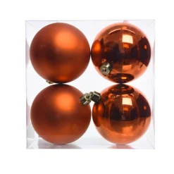 Lot de 4 boules de Noël (D100 mm) Aravis Orange