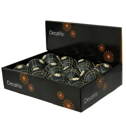 Lot de 12 boules de Noël (D80 mm) Ciel de cristal Bleu nuit et or