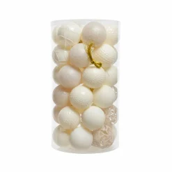 Lot de 37 boules de Noël (D60 mm) Alpine mix Blanc laine