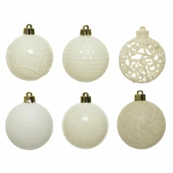 Lot de 37 boules de Noël (D60 mm) Alpine mix Blanc laine