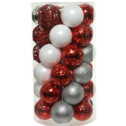 Lot de 37 boules de Noël (D60 mm) Alpine mix couleurs Argent