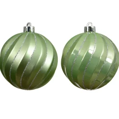 Lot de 6 boules de Noël (D80 mm) Glam chic Vert matcha