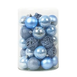 Lot de 35 boules de Noël (D60 mm) Aravis Bleu ciel
