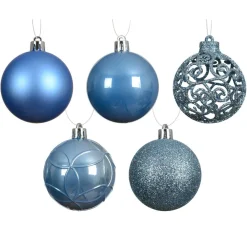 Lot de 35 boules de Noël (D60 mm) Aravis Bleu ciel