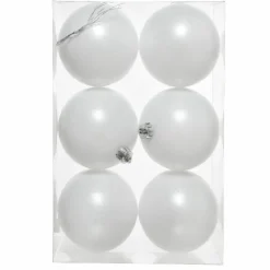 Lot de 6 boules de Noël (D80 mm) Aravis Blanc
