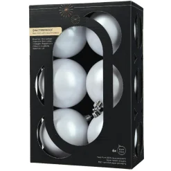 Lot de 6 boules de Noël (D80 mm) Aravis Blanc