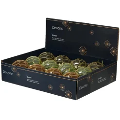 Lot de 12 boules de Noël en verre (D80 mm) Chic multicolore pailleté or
