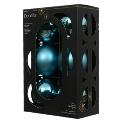 Lot de 6 boules de Noël en verre (D80 mm) Boréal Bleu pétillant