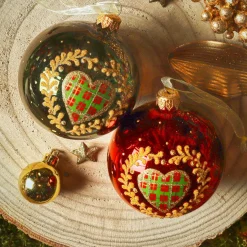 Lot de 6 boules de Noël en verre (D80 mm) Saint-Moritz Bordeaux