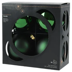 Lot de 4 boules de Noël en verre (D100 mm) Boréal Vert sapin