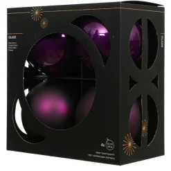 Lot de 4 boules de Noël en verre (D100 mm) Boréal Figue