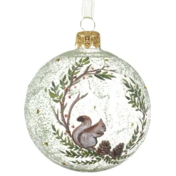 Lot de 6 boules de Noël en verre (D80 mm) Écureuil sauvage Transparent